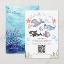 Chá de Bebê Aquarela Fofo Debaixo do Mar
