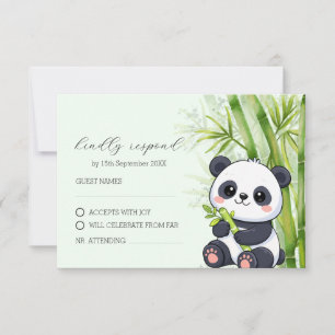 Cartão RSVP Chá de Bebê de Bambu de Urso Panda