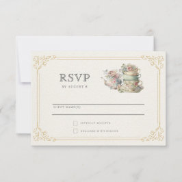 Cartão RSVP Chá de Bebê Elegante e Vintage para Noiva