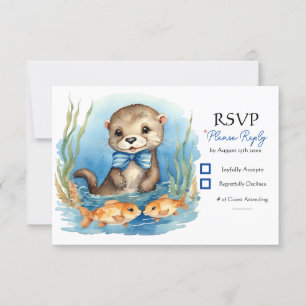Cartão RSVP Chá de fraldas Baby Otter Boy