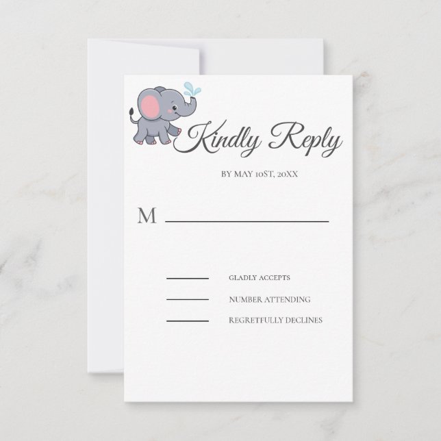 Cartão RSVP Chá de fraldas verde animal Safari (Frente)