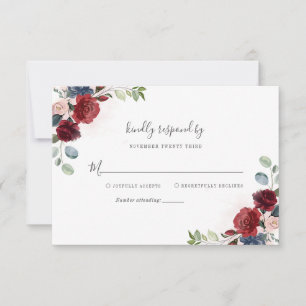 Cartão RSVP Chá de panela Russo Floral Moderno