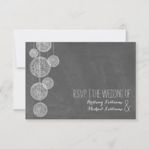 Cartão RSVP Chalkboard Inspirou Twine Globding Casando R.S.V.P
