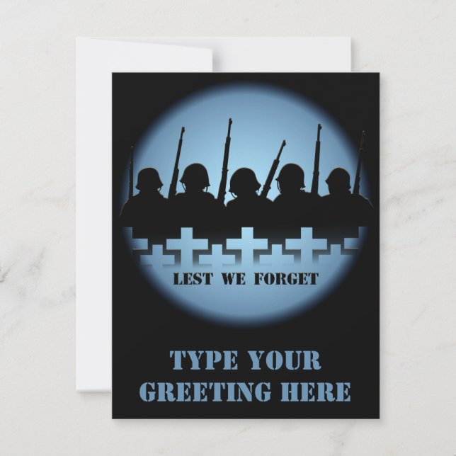 Cartão RSVP Chamadas para Memorial de Guerra, para que não esq (Frente)
