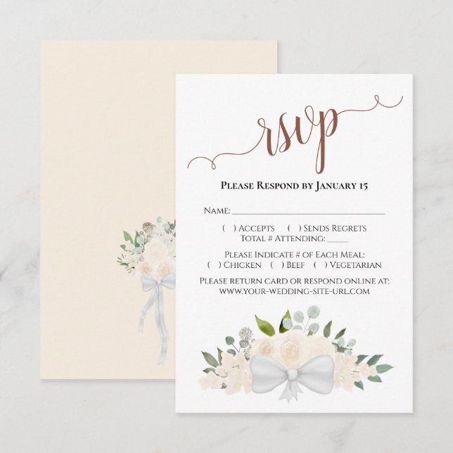 Cartão RSVP Champanhe Blush Peach Watercolor Rosa Casamento (Frente/Verso)