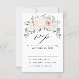 Cartão RSVP Champanhe Ivory Blush Floral Cor-de-rosa Casamento