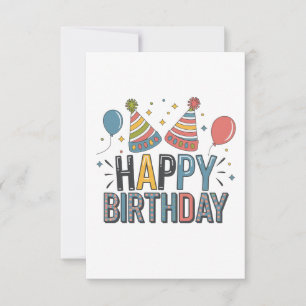 Cartão RSVP Chapéus de Festa de Aniversário Feliz