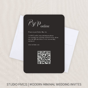 Cartão RSVP Charcarbont Black - Elegante Modern Weds