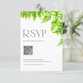 Cartão RSVP Chartreuse Green Fern deixa código QR de casamento