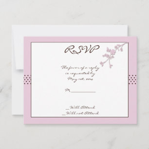 Cartão RSVP Cherry Blossom e Brown Bolinhas Response Card
