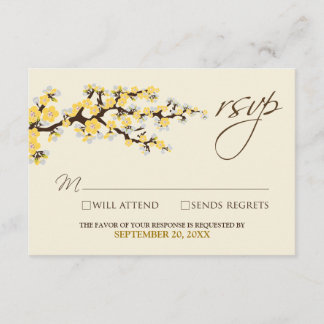 Cartão RSVP Cherry Blossoms (amarelo)