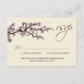 Cartão RSVP Cherry Blossoms (lavanda)