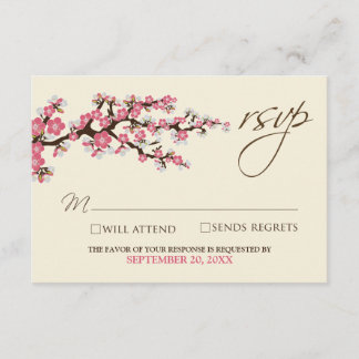 Cartão RSVP Cherry Blossoms (rosa)
