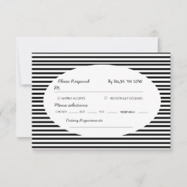 Cartão RSVP Chic Bow Minimalist Stripe Black White