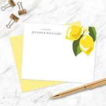Chic Elegant Lemon Yellow Personalised Notecards