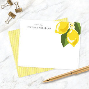 Cartão RSVP Chic Elegant Lemon Yellow Personalised Notecards