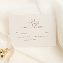 Cartão RSVP Chic Elegante Noiva e Taupe Luxo Neutro Casamento
