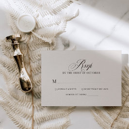 Cartão RSVP Chic Elegante Noiva Luxuosa Marrom e Marfim Neutro