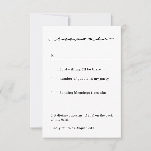 Cartão RSVP Chic Hand Lettered Response Card (Frente)