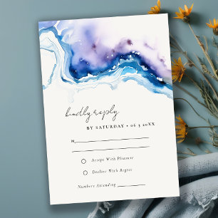 Cartão RSVP Chic Minimal Costeiro Mar Casamento Aquarela