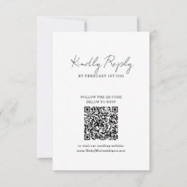 Cartão RSVP Chic Minimalist Handwriting Script Wedding QR Code