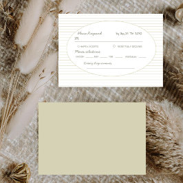 Cartão RSVP Chic Minimalista Listra Verde Casamento