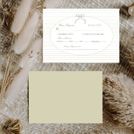 Cartão RSVP Chic Minimalista Listra Verde Casamento