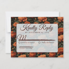 Cartão RSVP Chic Minimalista Peônias Casamento Romântico