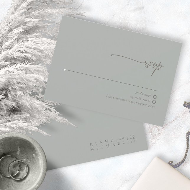 Cartão RSVP Chic Neutrals Wedding Sage Cinza1020 (Criador carregado)