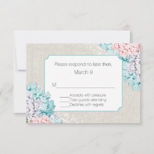 Cartão RSVP Chic Pastel Hydrangeas Wedding Response Card