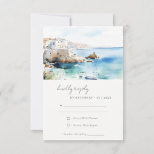 Cartão RSVP Chic Puglia Itália Paisagem Aquarela Casamento