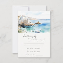 Cartão RSVP Chic Puglia Italy Watercolor Landscape Wedding