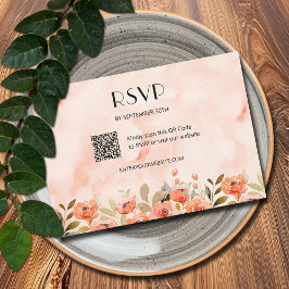 Cartão RSVP Chic Watercolor Floral Código QR