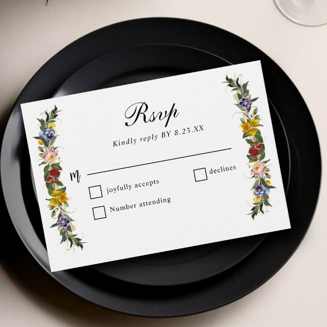 Cartão RSVP Chic Whimsical Vintage Monograma Floral (Criador carregado)