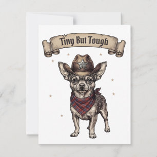 Cartão RSVP chihuahua, minúsculo mas resistente, cão cowboy, c
