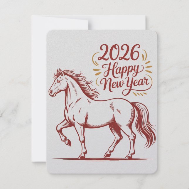 Cartão RSVP Chinese New Year 2026 Red Fire Horse Card (Frente)