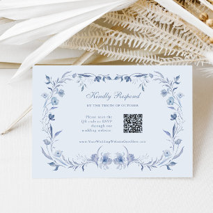 Cartão RSVP Chinoiserie azul clara   Casamento de Código QR