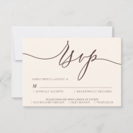 Cartão RSVP Chocolate Brown beige Minimal Modern