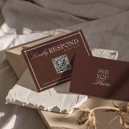 Cartão RSVP Chocolate Marrom Dinheiro Antigo Retro Código QR C