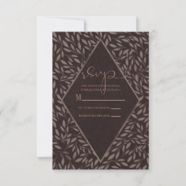 Cartão RSVP Chocolate Mauve Rosa Folhas Botânico Casamento