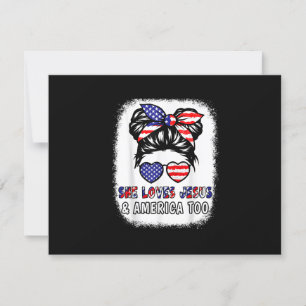 Cartão RSVP Christian Girl ama Jesus & America Shirt 4th Jul