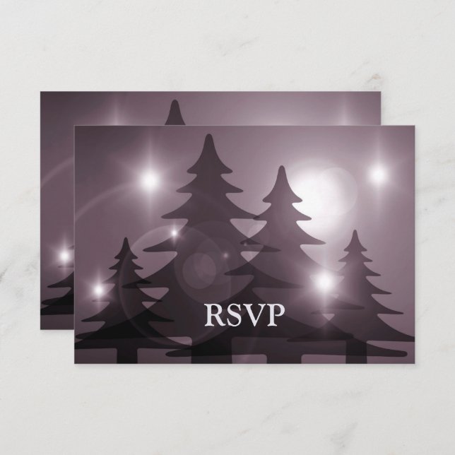 Cartão RSVP Christmas Party Pink Trees Holiday Winter Rustic (Frente/Verso)