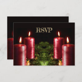 Cartão RSVP Christmas Party Red Candles Winter Holidays