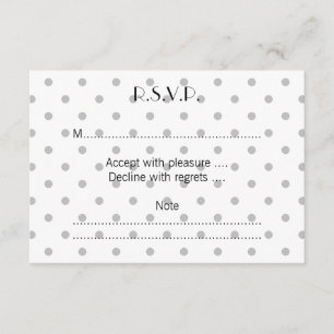 Cartão RSVP Cinza clara e padrão de Bolinhas branca.