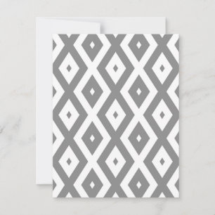 Cartão RSVP Cinza e padrão de diamante branco