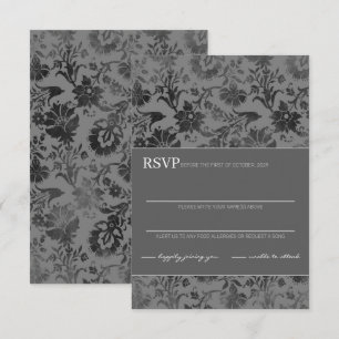 Cartão RSVP Cinza Escura Floral