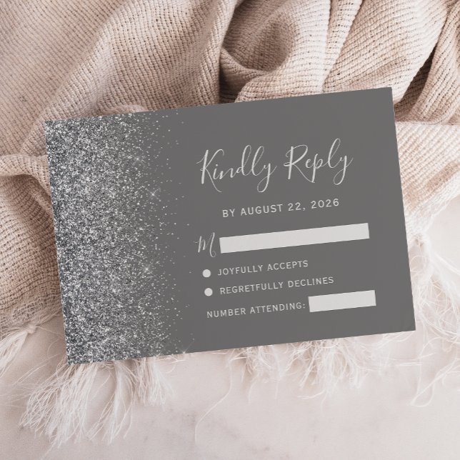 Cartão RSVP Cinza Moderna - Falso Bordo (Criador carregado)