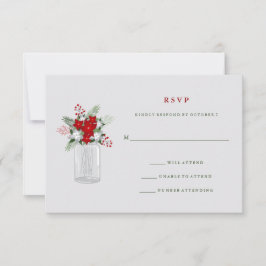 Cartão RSVP Cinza mole Feriado de inverno Mason Jar Wedding RS