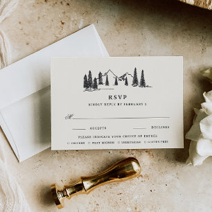 Cartão RSVP Cinza Preto Escolha das Refeições de Casamento d