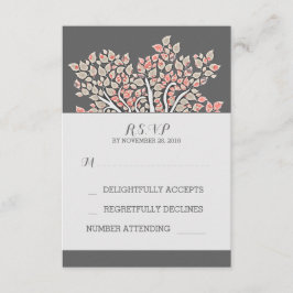 Cartão RSVP cinza, velhas e elegantes galhos do casamento Cart
